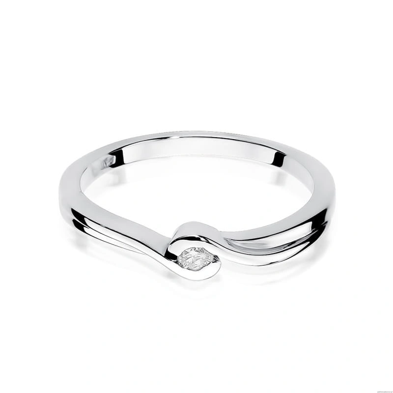 Pierścionek W0027 Diament 0,05ct Białe złoto 375