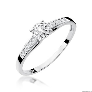 Pierścionek W0034 Diament 0,04ct Białe złoto 375