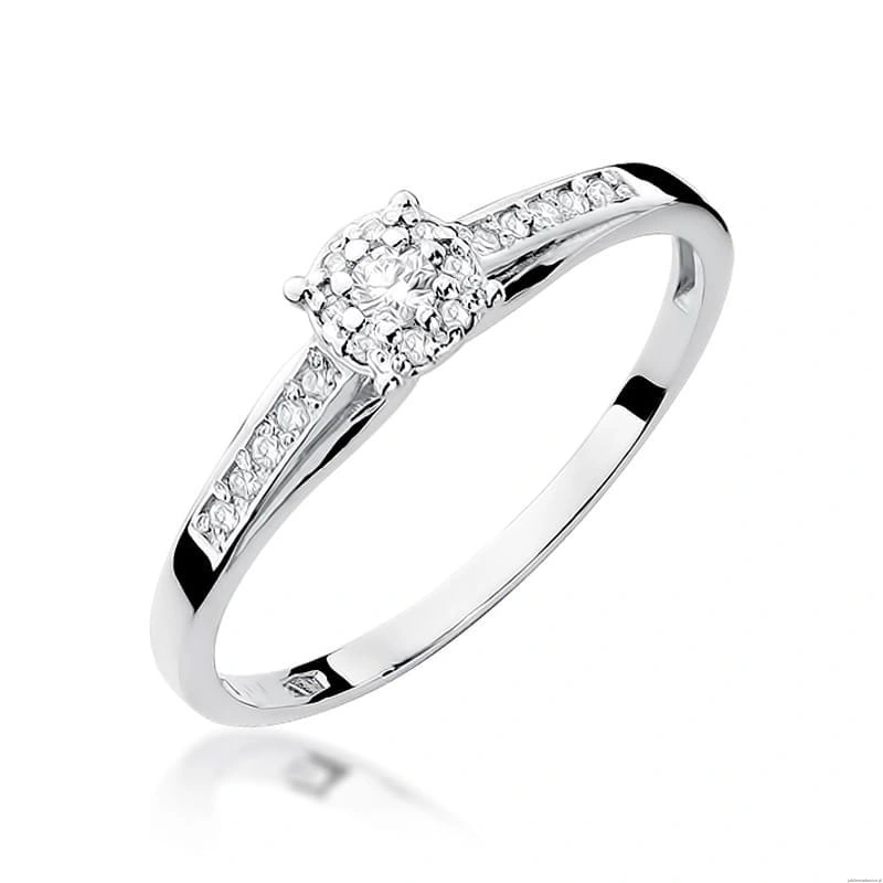 Pierścionek W0034 Diament 0,04ct Białe złoto 375