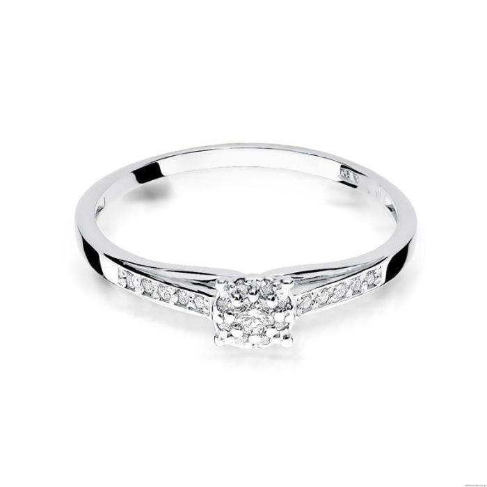 Pierścionek W0034 Diament 0,04ct Białe złoto 375