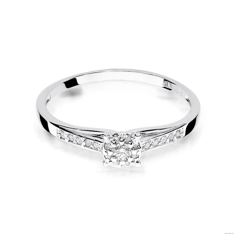 Pierścionek W0034 Diament 0,04ct Białe złoto 375
