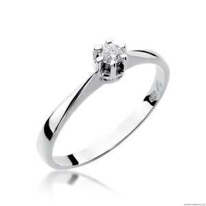 Pierścionek W0036 Diament 0,10ct Białe złoto 375