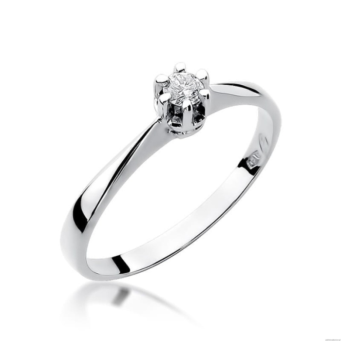 Pierścionek W0036 Diament 0,10ct Białe złoto 375
