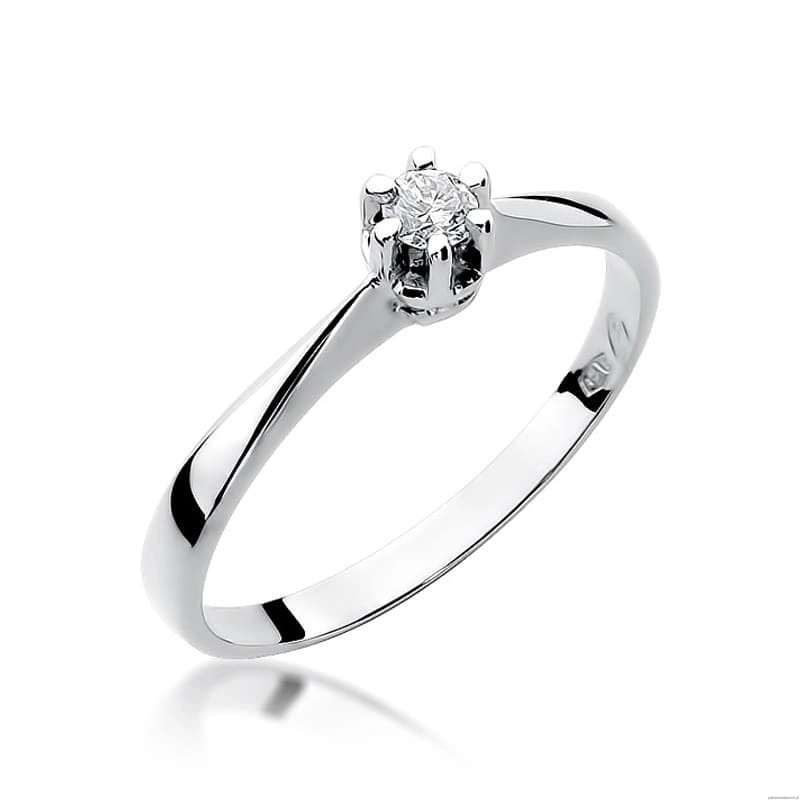 Pierścionek W0036 Diament 0,10ct Białe złoto 375