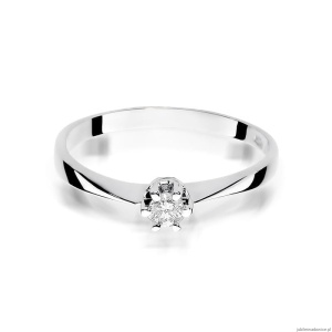 Pierścionek W0036 Diament 0,10ct Białe złoto 375