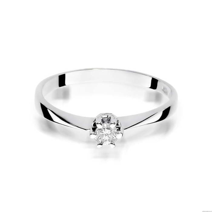 Pierścionek W0036 Diament 0,10ct Białe złoto 375