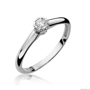Pierścionek W0042 Diament 0,13ct Białe złoto 375