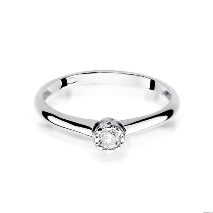 Pierścionek W0042 Diament 0,13ct Białe złoto 375