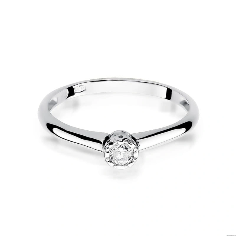Pierścionek W0042 Diament 0,13ct Białe złoto 375