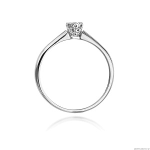 Pierścionek W0042 Diament 0,13ct Białe złoto 375