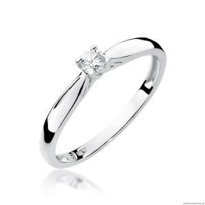 Pierścionek W0045 Diament 0,10ct Białe złoto 375