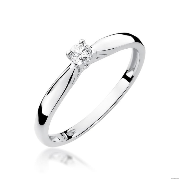 Pierścionek W0045 Diament 0,10ct Białe złoto 375