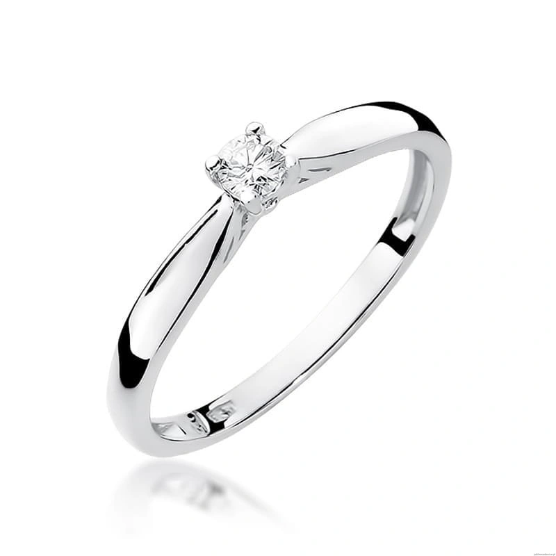 Pierścionek W0045 Diament 0,10ct Białe złoto 375