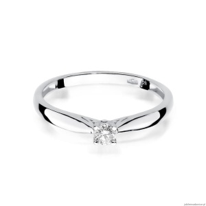 Pierścionek W0045 Diament 0,10ct Białe złoto 375