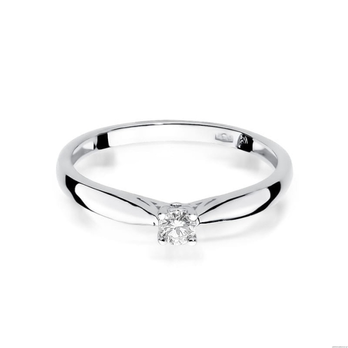 Pierścionek W0045 Diament 0,10ct Białe złoto 375