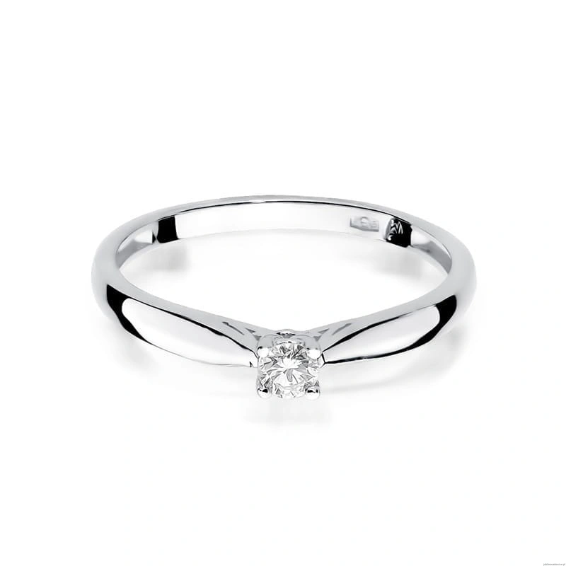 Pierścionek W0045 Diament 0,10ct Białe złoto 375