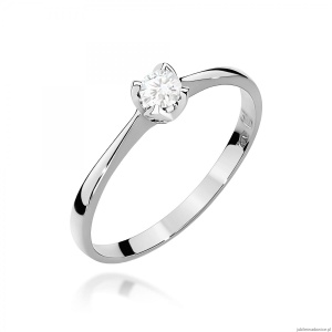 Pierścionek W0047 Diament 0,10ct Białe złoto 375