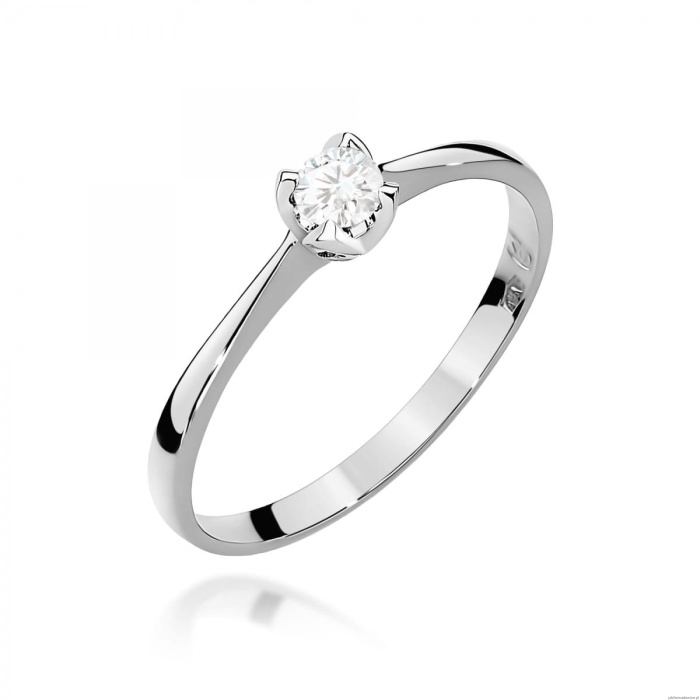 Pierścionek W0047 Diament 0,10ct Białe złoto 375
