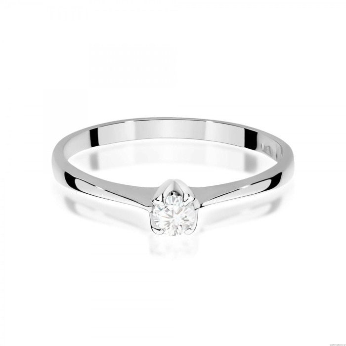 Pierścionek W0047 Diament 0,10ct Białe złoto 375
