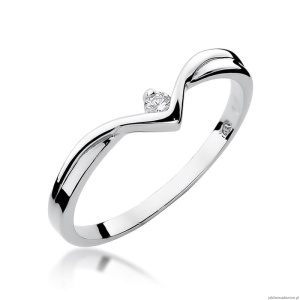 Pierścionek W0051 Diament 0,04ct Białe złoto 375