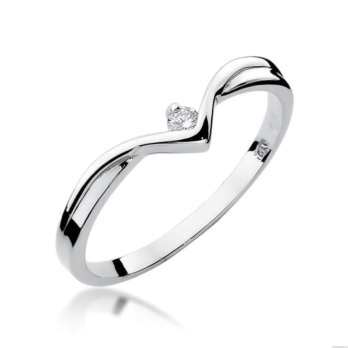 Pierścionek W0051 Diament 0,04ct Białe złoto 375
