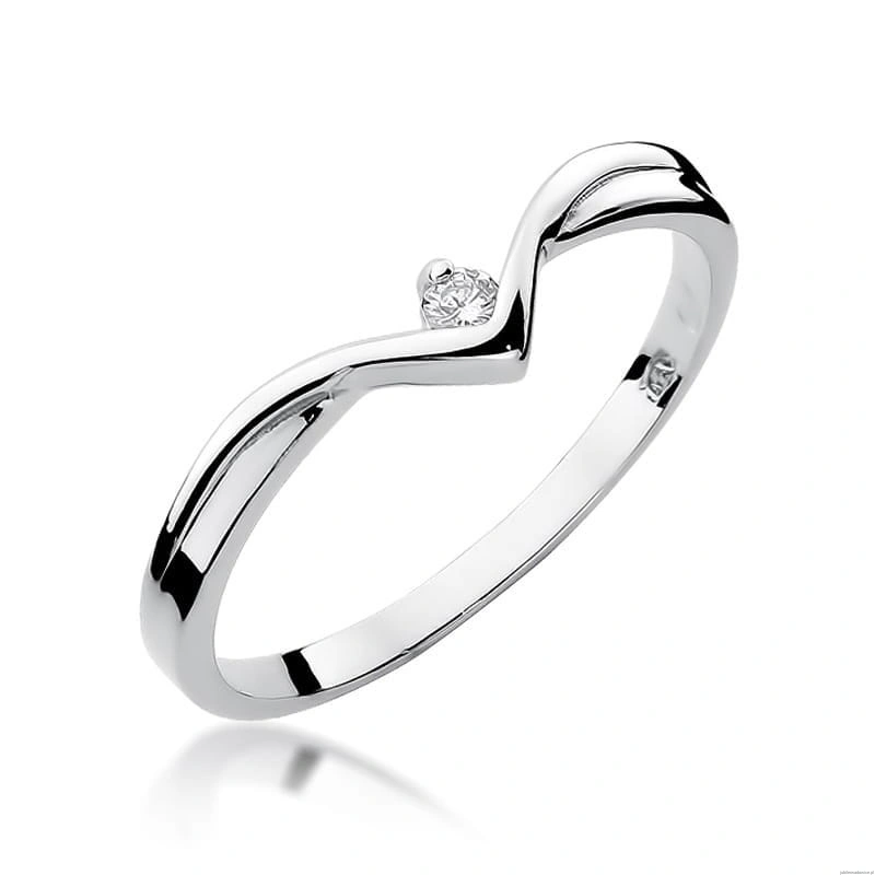 Pierścionek W0051 Diament 0,04ct Białe złoto 375