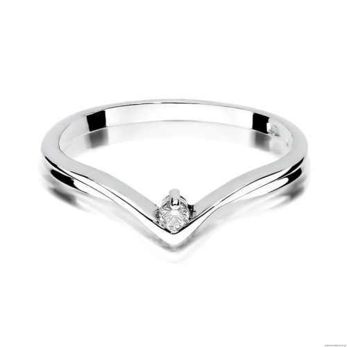 Pierścionek W0051 Diament 0,04ct Białe złoto 375
