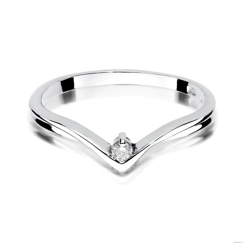 Pierścionek W0051 Diament 0,04ct Białe złoto 375
