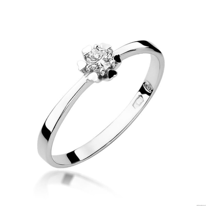 Pierścionek W0053 Diament 0,10ct Białe złoto 375