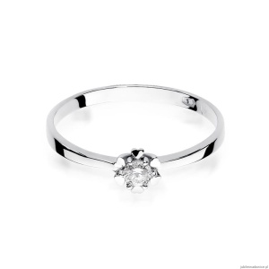 Pierścionek W0053 Diament 0,10ct Białe złoto 375