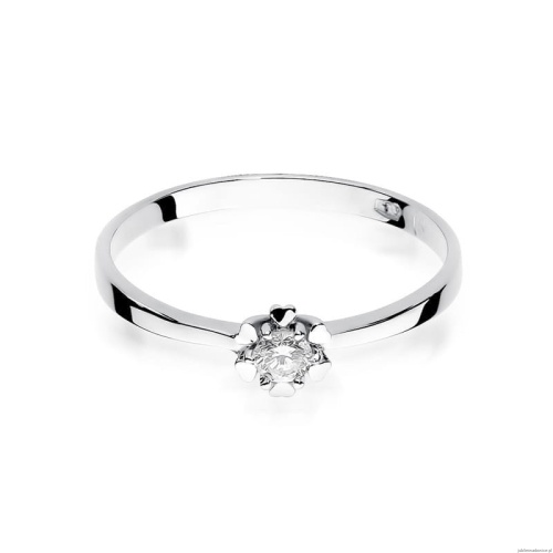Pierścionek W0053 Diament 0,10ct Białe złoto 375