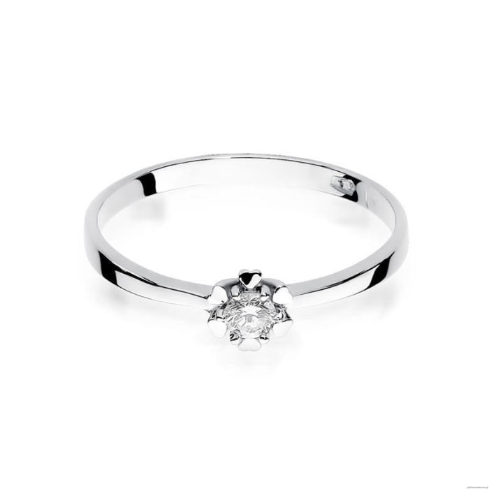 Pierścionek W0053 Diament 0,10ct Białe złoto 375