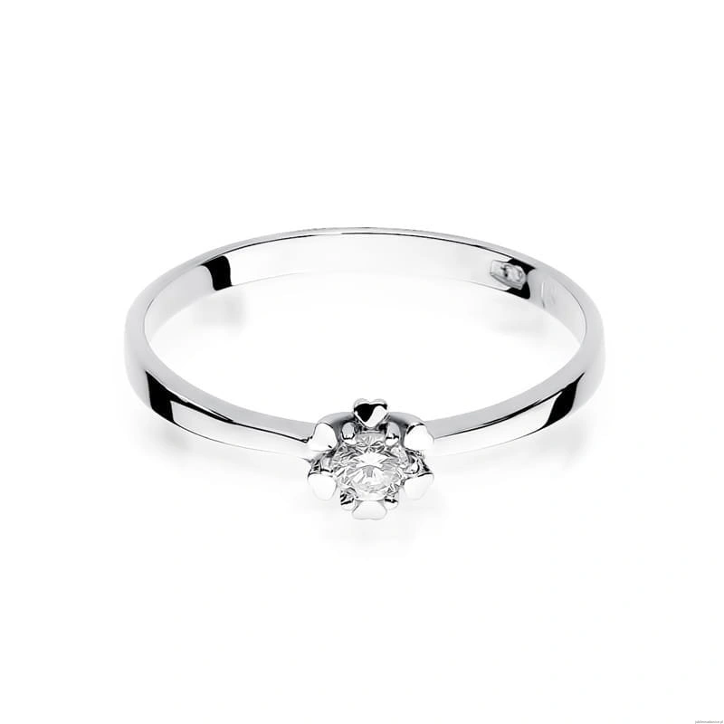 Pierścionek W0053 Diament 0,10ct Białe złoto 375