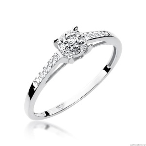 Pierścionek W0055 Diament 0,04ct Białe złoto 375