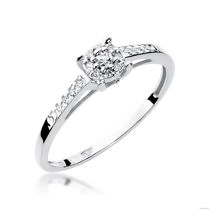 Pierścionek W0055 Diament 0,04ct Białe złoto 375
