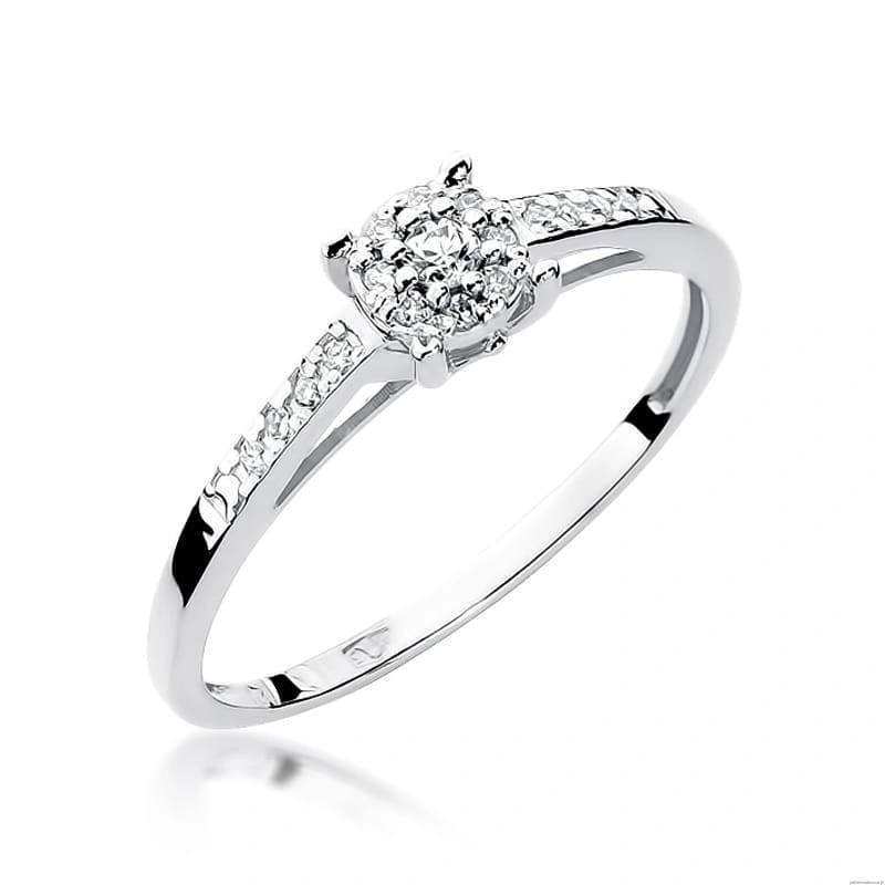 Pierścionek W0055 Diament 0,04ct Białe złoto 375