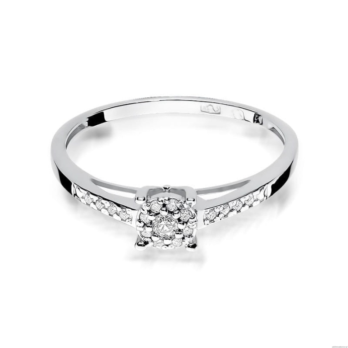 Pierścionek W0055 Diament 0,04ct Białe złoto 375