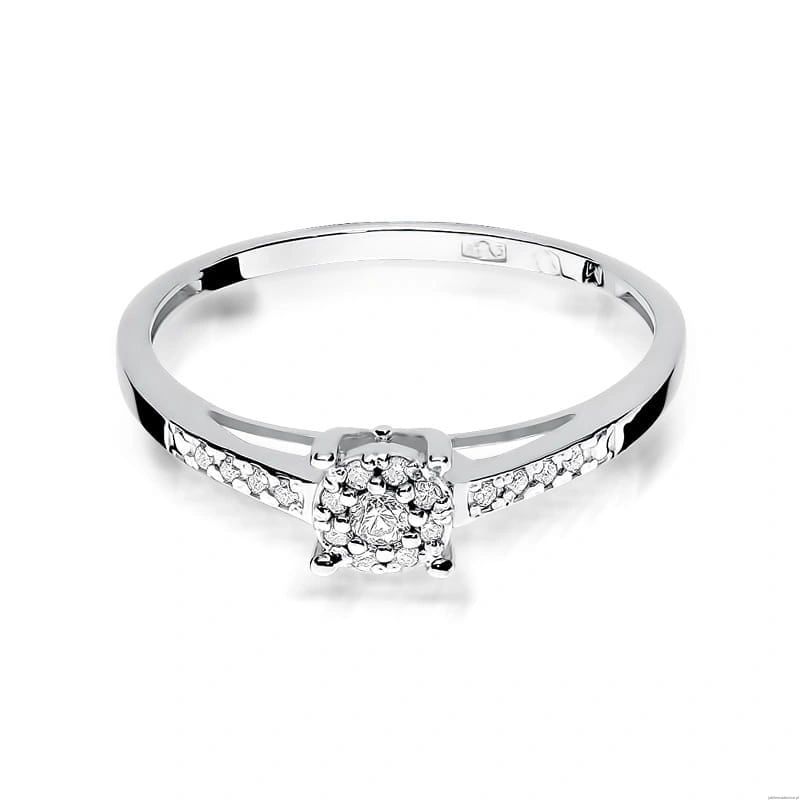 Pierścionek W0055 Diament 0,04ct Białe złoto 375