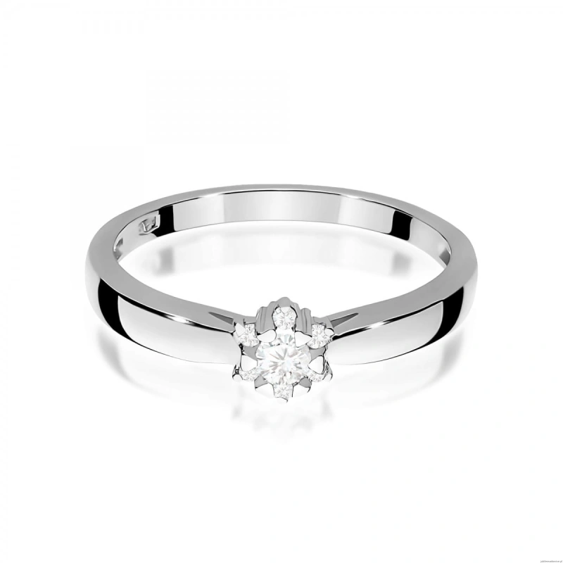 Pierścionek W0061 Diament 0,10ct Białe złoto 375