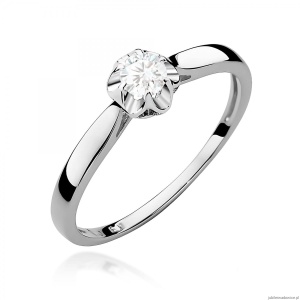 Pierścionek W0062 Diament 0,15ct Białe złoto 375