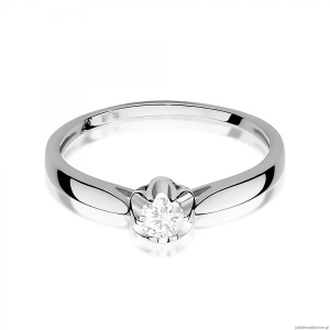 Pierścionek W0062 Diament 0,15ct Białe złoto 375