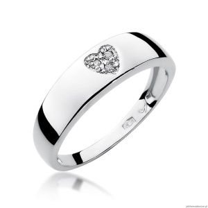 Pierścionek W0064 z diamentami Białe złoto 375