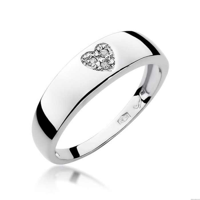 Pierścionek W0064 z diamentami Białe złoto 375