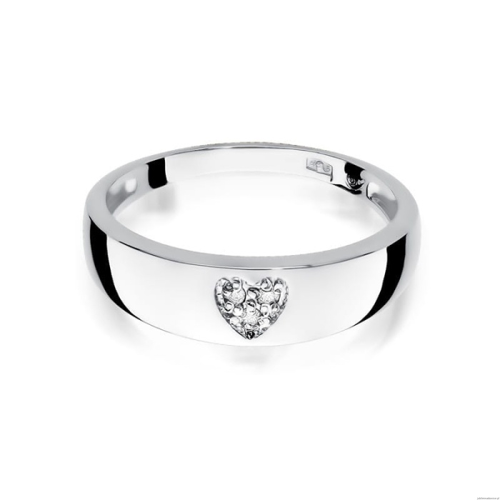 Pierścionek W0064 z diamentami Białe złoto 375