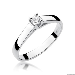 Pierścionek W0070 Diament 0,10ct Białe złoto 375