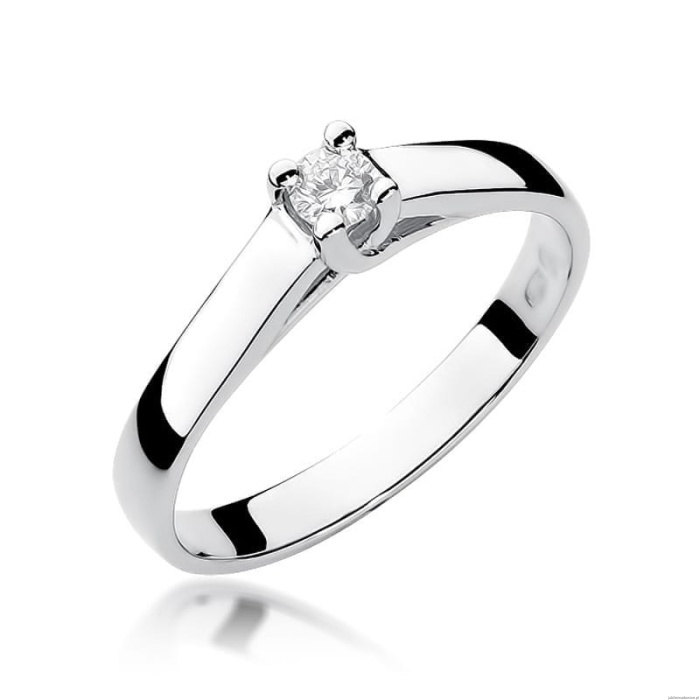 Pierścionek W0070 Diament 0,10ct Białe złoto 375
