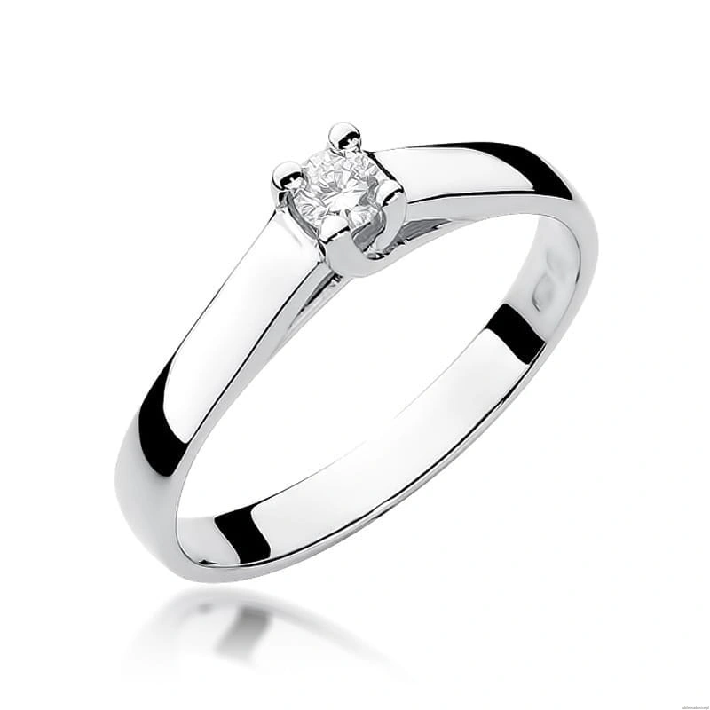 Pierścionek W0070 Diament 0,10ct Białe złoto 375
