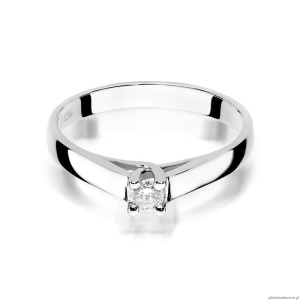Pierścionek W0070 Diament 0,10ct Białe złoto 375