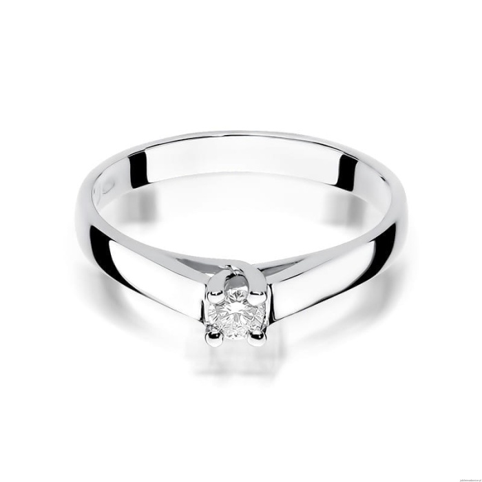 Pierścionek W0070 Diament 0,10ct Białe złoto 375