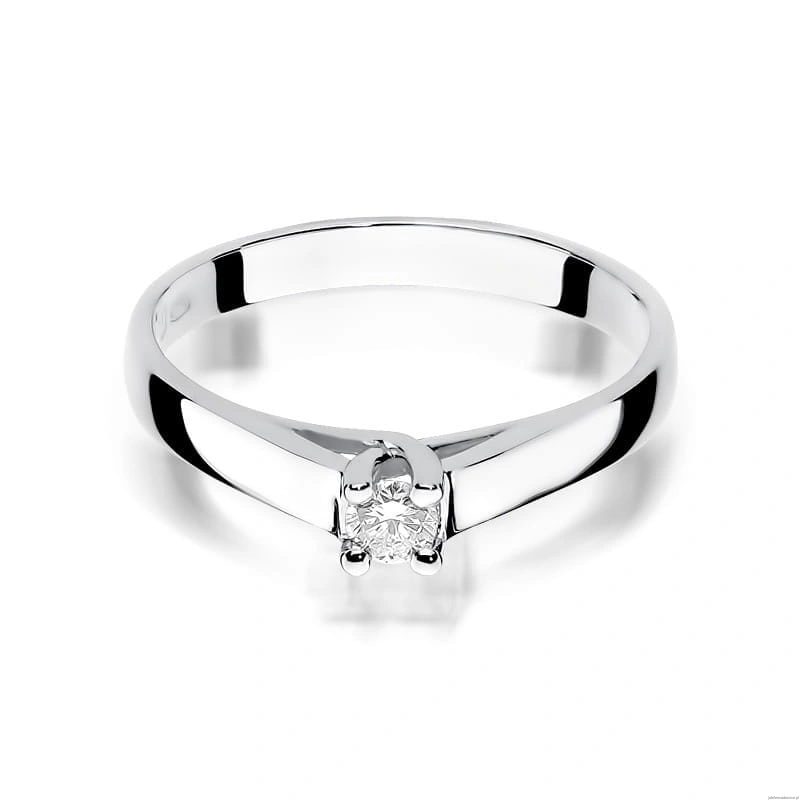 Pierścionek W0070 Diament 0,10ct Białe złoto 375